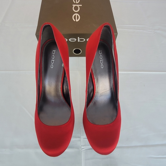 NEW Bebe Riley Platform Heels Heatwave Red - Picture 3 of 11